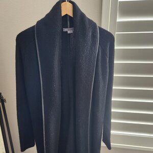 Vince Cardigan Coat with Leather Accents